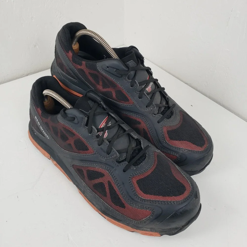 Red Wing Athletics 6338 Mens 12 D Black Red Safety Toe Work Shoes